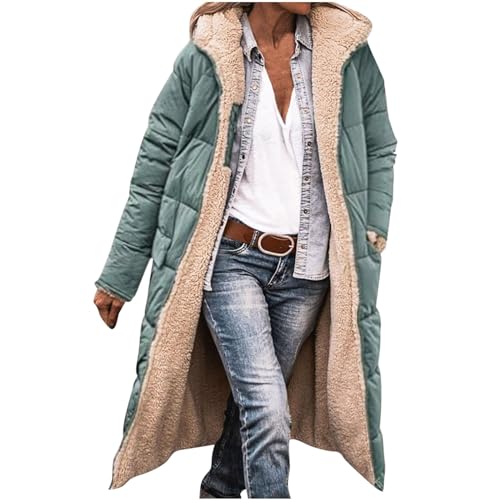 KOG Winterjacke Damen Parka Warme Daunenjacken Baumwolle Sportjacke Einfarbig Kleidung Frau übergangsjacke Outlet Amazon Vintage Sweatjacke Elegant Hoodie Jacke Warehouse Deal Mintgrün XXL