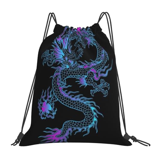Cool Dragon Drawstring Backpack Gym Sport Bags for Women Men Adjustable Dragon Drawstring Bag for Yoga