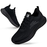 Puweco Breathable Mens Running Shoes Anti Slip Athletic Shoes for Men Lightweight Workout Sneakers for Walking Gym Fitness Jogging Sports All Black
