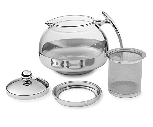 Chef's Star Premium Glass Tea Pot & Infuser - Stainless Steel, 20 oz,Stainless Steel,