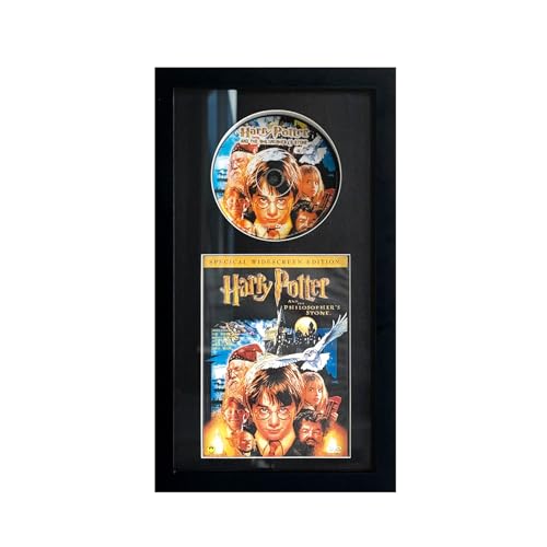 Black Shadow Box for DVD Case,DVD Disc and DVD Case Display Black Frame,Solid Wood DVD Frame, Set DVD / Blu-Ray / Movie Disc (Not Included) Picture Display Wall Frame
