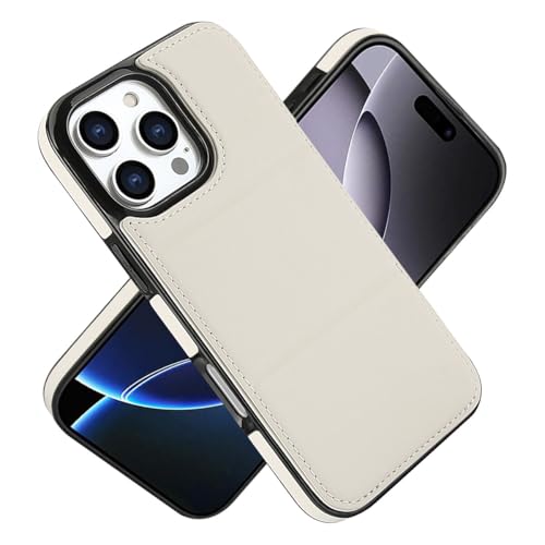 Étui portefeuille en cuir pour iPhone 15 Pro Max blanc avec clapet magnétique