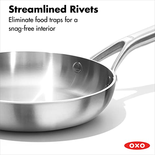 Image of OXO Mira Tri-Ply Stainless Steel, 8 inch Frying Pan Skillet, Induction, Multi Clad, Dishwasher and Metal Utensil Safe