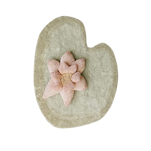 Lorena Canals | Alfombra lavable de lirio hinchado en colores naturales para dormitorios, salas de estar, entradas, hecha a mano en algodón. Tamaño: 4 pies 7 pulgadas x 5 pies 3 pulgadas