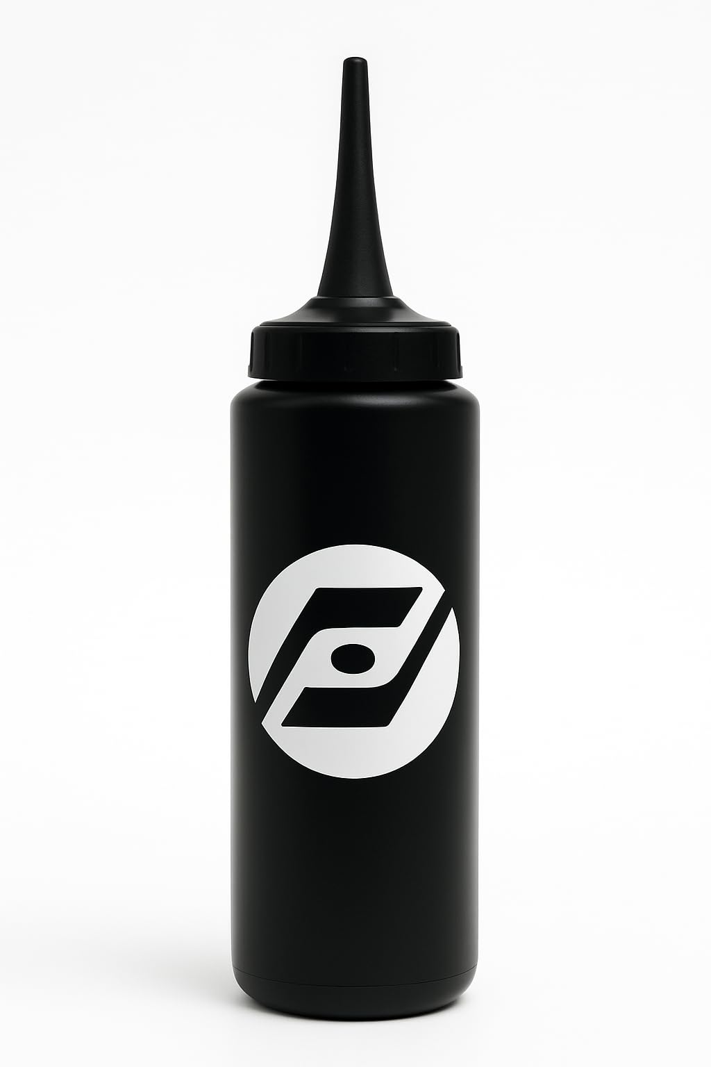 Sports Water Bottle with Long Nozzle 1L Black & White for all round sports (ice hockey, American Football, Gym) (Black Long Nozzle, 1.0, litres)