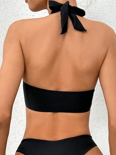 SOLY HUX Women's Criss Cross Halter Bikini Top Knot Front Swimsuit Bathing Suit Tops2