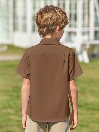Image of Haloumoning Boys Short Sleeve Dress Shirts Button Down Formal Uniform Shirt