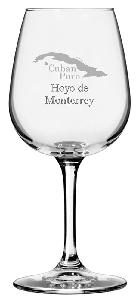 Hoyo de Monterrey Cuban Cigar Themed Etched 12.75oz All Purpose Wine Glass