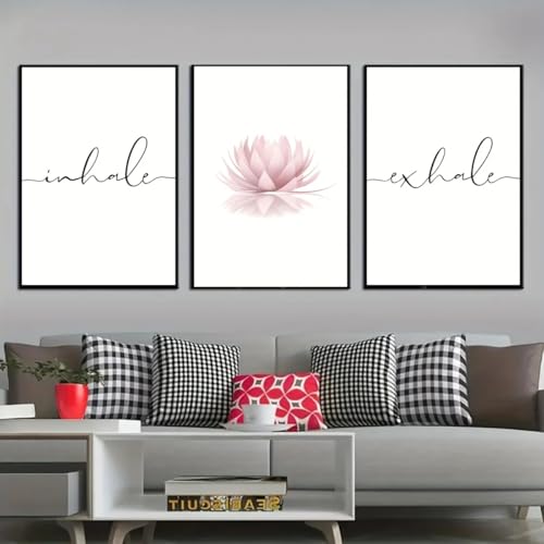 Affiche abstraite méditation lotus rose triptyque décoration zen - 2