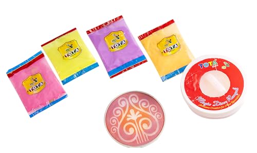 Image of TOTA Magic Rangoli Maker for Navratri Pongal Diwali Pooja Mandir Design Rangoli Powder Colours with 4 Assorted Rangoli Colour Powder, 1 Rangoli Stencil and 1 Magic Rangoli Maker