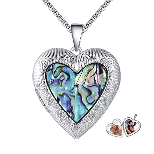 Heart Locket Necklace That Holds 2 Pictures Abalone Shell Locket Necklace Memorial Photo Locket Personalized Any Photo Healing Gift For Women Girls Christmas Graduation Day #TOP1