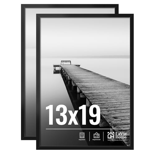 LaVie Home 13x19 Picture Frame 2 pack Display Pictures 13 x 19 Photo Frame 13x19 Black Frame with HD Plexiglas Display Frame for Vertical or Horizontal Classic Collection
