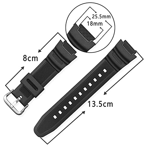 Image of DBLACK ''CDS26'' 18mm Resin Watch Strap (Black) / / Compatible With ''CASI0'' Watch Models AE-1200WH, AE-1300WH, F-108WH, W-216H & Others