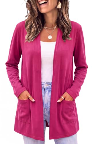Image of Newchoice Womens Lightweight Long Sleeve Cardigans with Pockets Summer Casual Open Front Sweater Cardigan Duster