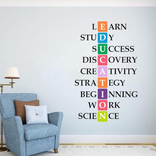Image of Education Quotes Multicolor Office - Inspirational - Motivational - Quotes - Wall Sticker for Kids Room, Living Room, School, Library (Size - 121CM X 77CM)