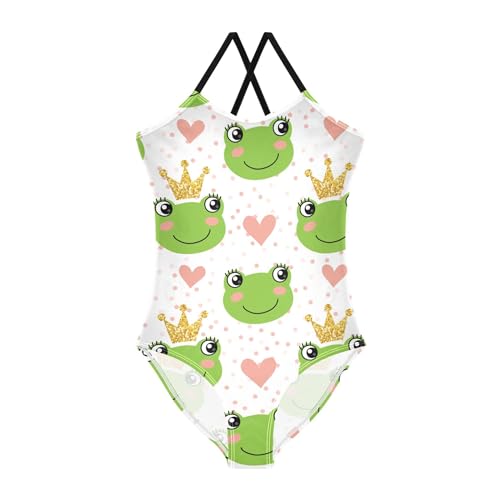 Cute Colorful Animal Frog Baby Girls' Swimwear Toddler Girls One Piece Swimsuits Bathing Suits Size 3T-10Y