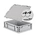 Produktbild Eurobox NextGen Economy 40x30x12cm Griffe geschlossen mit Scharnierdeckel grau, Kunststoffbox 11 Liter stapelbar Transportbox, Wohnmobilbox Farbe Deckel-Verschlüsse wählbar (Verschluss Schwarz)