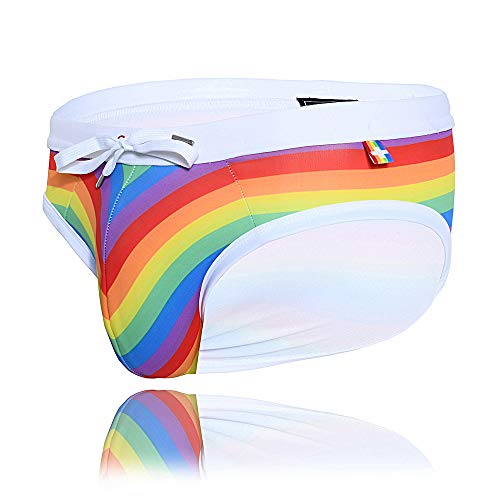 Andrew Christian - Slips de natación Pride Stripe (Rainbow, X-Large)