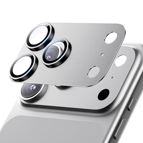 Image of Hoerrye for iPhone 17 Pro Camera Lens Protector - [12FT Shatterproof Military Grade] [Strong Adsorption] Metal Top 9H+ Tempered Glass Camera Screen Full Protective Cover Case Friendly,Silver