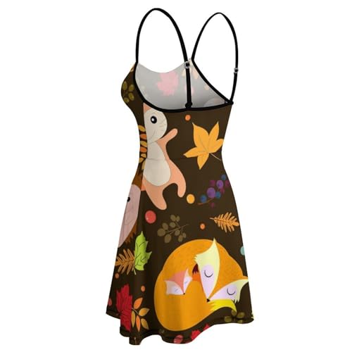 Robe d'été à bretelles imprimé hérisson et renard - 5