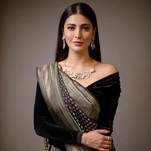 Image of Flosive Women's Present Banarasi Soft Lichi Silk Saree Beautiful Jacquard Rich Pallu Design Work Zari Woven Kanjivaram Silk Style Saree Jalar With Soft Lichi Silk Blouse Piece