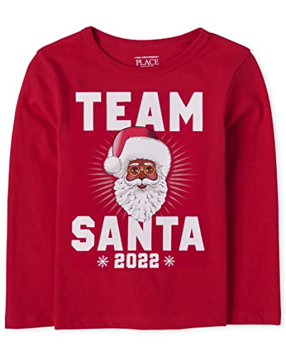 Image of The Children's Place Baby-Boys and Toddler All Holidays Long Sleeve Graphic T-Shirts Team Santa 2022 5T
