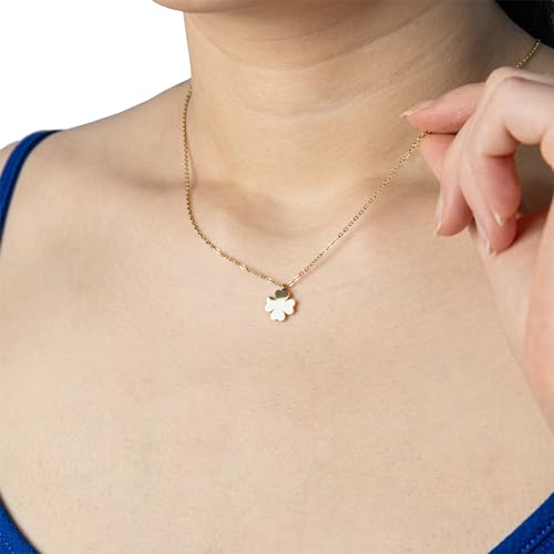 Four Leaf Clover Necklace - 18K Gold Plated Cute Shamrock Necklaces, Unique Dainty Heart Jewelry, Lucky Charm Pendant for Women4