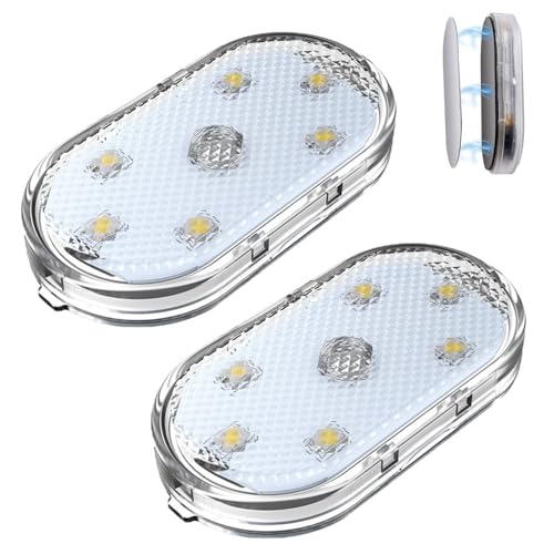 Ygapuzi 2 piezas Luces LED Inalámbricas para el Interior del Coche Luz Táctil LED Recargable por USB con 6 Perlas de LED Superbrillantes Luz Ambiental para el Interior del Coche Accesorios Universales