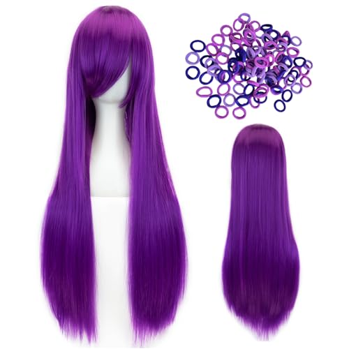 HTTDSLF Parrucca Hun-ter Cosplay, Lunga Lisci Viola Parrucche, Parrucche per Costumi Anime per Donne, 80cm/ 31 Pollice Lungo L-isci Donna Lisci P-arrucche, per Halloween, Feste di Carnevale