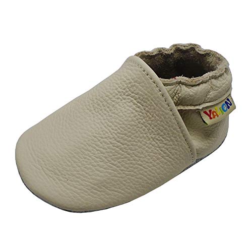 YALION Chaussures Bébé - Chaussons Bébé - Chaussons Cuir Souple - Chaussures Cuir Souple Premiers Pas - Bébé Fille Chaussures Bébé Garçon(Beige, 18-24 Mois) thumbnail