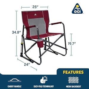 GCI OUTDOOR Freestyle Rocker Camping Chair | Portable Folding Rocking Chair with Solid, Durable Armrests, Drink Holder & Comfortable Backrest — Indigo Blue — photo 3 of 6