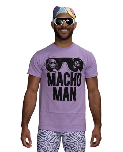 Costume Agent Macho Man T-Shirt Bandana and Sunglasses Complete Costume Set (Adult Small) Purple