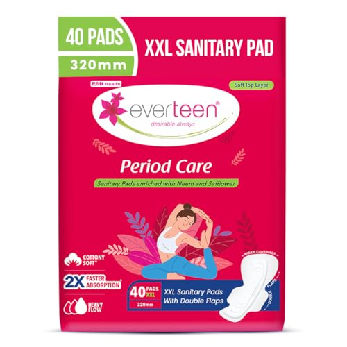 everteen XXL Sanitary Napkin Pads with Cottony-Soft Top Layer for...