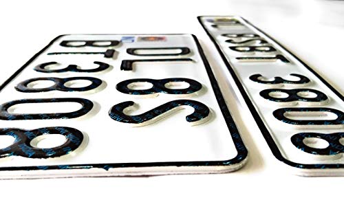 Image of Pradeep Bike|Personalized Printed Bike NumberSheet,Front&Back,Fancy,Anti Rust,Reflective, Embossed Characters with buyer's Vehicle Number on Aluminium Plate | (Without Hole Screws, White)