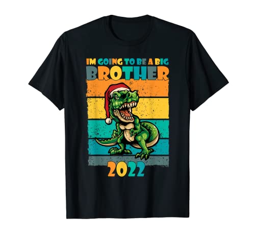 Niños Voy a ser un hermano mayor 2022 T-Rex Santa Claus Camiseta
