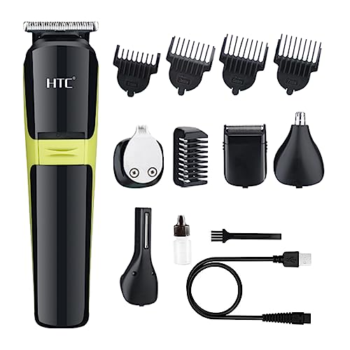 HTC Maquina cortar pelo/Cortapelos profesional 10 en 1 para hombres Recortadora de cuerpo, nariz y orejas, Recortadora de pelo de precisión, Recortadora de barba AT1326