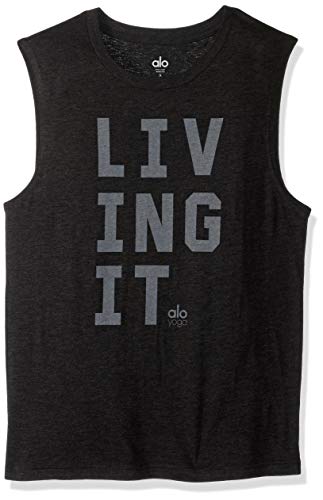 Alo Yoga Men's The Triumph Muscle Tank, Charcoal Heather Living it, XL