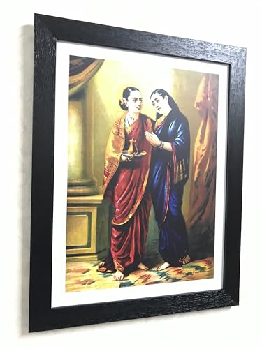 Image of Adventures� *Ganga & Shantanu, Draupadi & Sudeshna*- Two Paintings by Raja Ravi Varma, Set of 2 Wall D�cor Frames. Matt Satin Print with MDF & 1 inchPS Black Frame. Size 14 inchx18 inch each.