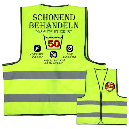 BETESSIN Lustige Geschenke für Männer 50. Geburtstag Frauen - Schonend Behandeln - Weste mit Pflegehinweis - Geburtstagsgeschenk für Frauen 50 - Geschenk zum 50 Geburtstag Mann
