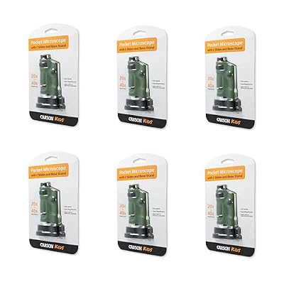 Carson MicroBrite 20x-40x LED Lighted Pocket Microscope for Learning, Education and Exploring - Set of 6 (MM-24MU)