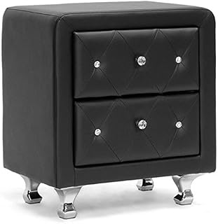 Bowery Hill Faux Leather Nightstand in Black