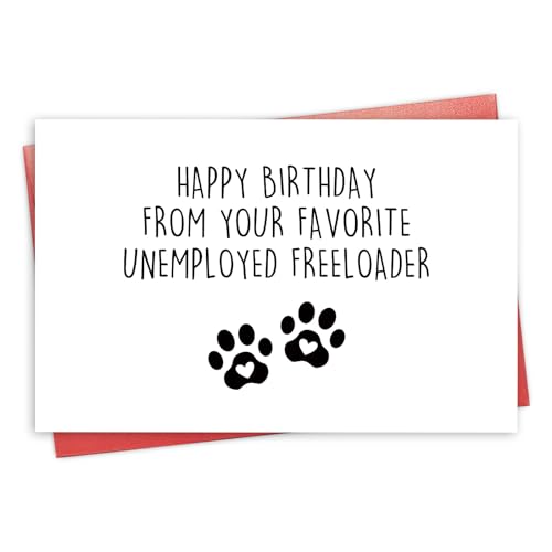 Qiavor Funny Birthday Card for Dog Mom Dog Dad, Cool Gifts from Dog or Cat, Happy Birthday Card for Boyfriend Girlfriend Pet Parent
