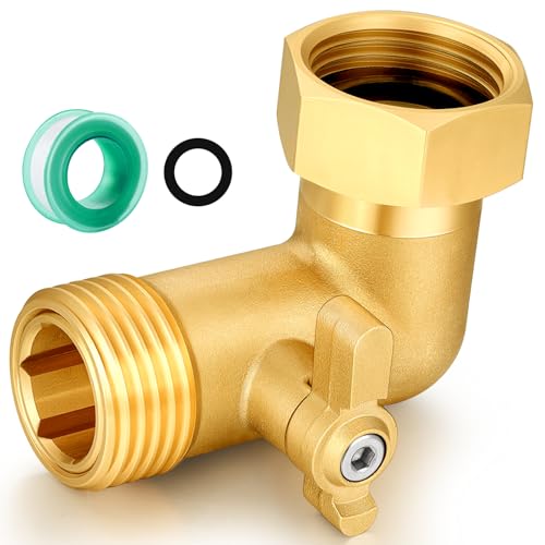 SIGURANTA Garden Hose Angle Valve 90 Degree Brass Extender Solid 3/4 Inch Hose Elbow with Switch Adapter (90° switch elbow 1PSC)