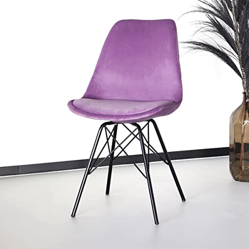 Lizzely Garden & Living Chaise de Salle à Manger Viga Velours Violet