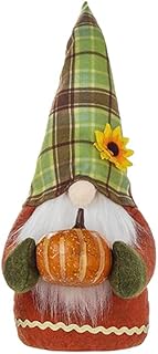 Alipher Fall Gnome Plush Pumpkin Gnome Autumn Decoration Doll Thanksgiving Gnome Handmade Farmhouse Gnomes Table Ornament for Harvest Decor 1PCS (Green Grid)