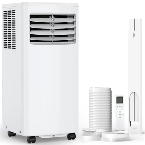 Image of Electactic Portable Air Conditioner 8000 BTU, 3-in-1 AC with Dehumidifier & Cooling Fan, Remote Control, LED Display, Sleep Mode, Quiet, 24H Timer, 360 Casters & Window Kit, for Room Office Apartment