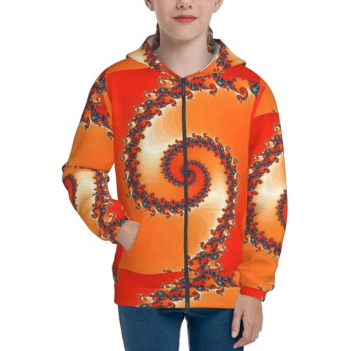 Orange Rotating Kids Pullover Hoodies Boys Zip Up Sweatshirts Girls Athletic Clothes with Pocket3