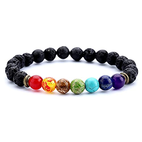 ZRSYH Chakra Armband Lava Rock Stein Perle Armband Öl Diffusor Vulkanstein Armband Edelstein geflochtenes Seil Männer Frauen Schmuck Ornamente Cover