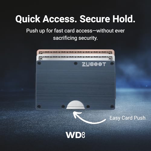 Aluminum RFID Wallet for Men – Slim and Durable Brushed Metal Front Pocket Wallet – Lightweight RFID-Blocking Card Holder for Everyday Carry (Blue, Holds 16 Cards)3