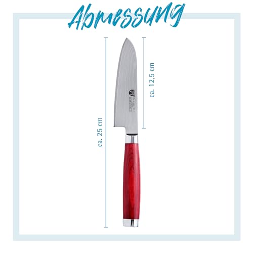 Santoku Damastmesser von GRÄWE mit 12,5 cm Klinge aus Damaststahl